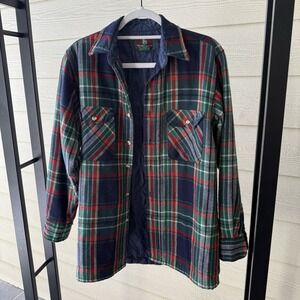 Vtg High Sierra Flannel Shacket Blue Plaid Small Wool Blend Lumberjack Heritage